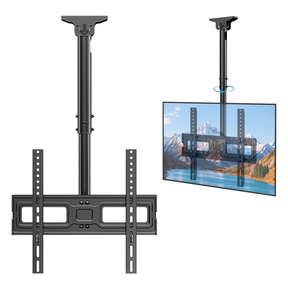 MountFTV Ceiling TV Mount for 26-70 inch TVs ,6 Adjustable Height Setting Full Motion Hanging TV Wall Mount Bracket, Holds up to 110lbs, Max 400x400mm