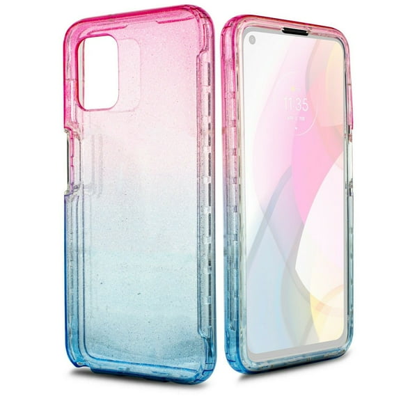 for Motorola Moto G Stylus 2021 Glitter Full Body Built In Screen Protector Case Phone Case PU Shock Bumper Scratch Guard Skin Wrap Slim Cover