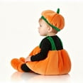 thumbnail image 7 of Kiijoy Boys Halloween Pumpkin Outfits Baby Plush Bib Romper Hat Booties 3Pcs Set, 7 of 7