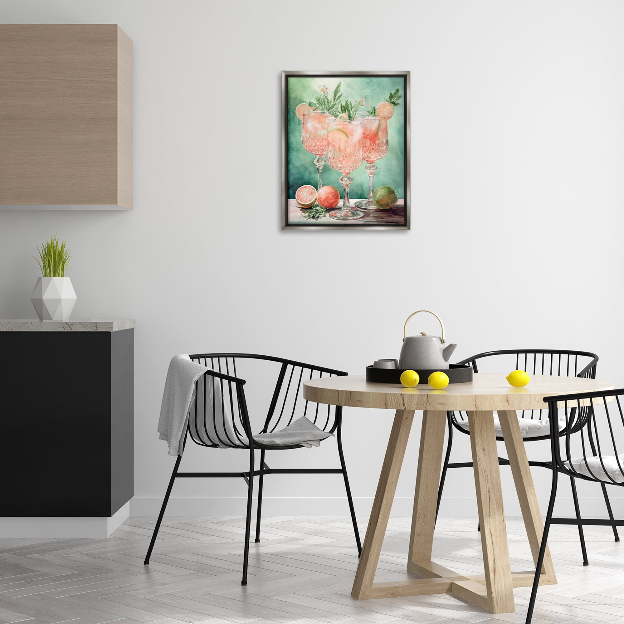 Stupell Industries Pastel Grapefruit Cocktails Food & Beverage Painting Gray Floater Framed Canvas Art Print Wall Art, 17 x 21
