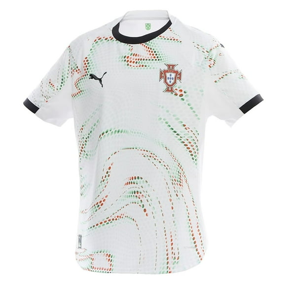 PUMA Mens Portugal '25 Away Graphic Crew Neck Short Sleeve Stadium Jersey Soccer Cleats - White - Size L