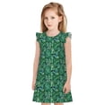 thumbnail image 1 of Fotbe Monstera Leaves Vestido de Dormir para Niñas de 3 a 10 Años, Mangas Cortas, Estilo Princesa, Pijama Camisón con Mangas Voladas-Large, 1 of 6