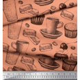 thumbnail image 2 of Soimoi polyester Crepe Fabric Burger,Cupcake & Cups Print Fabric by the Yard 42 Inch Wide, 2 of 3