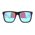 thumbnail image 2 of Eco Friendly Bamboo Wood Arm Large Horn Rim Hipster Sunglasses Black - Teal Mirror, 2 of 4
