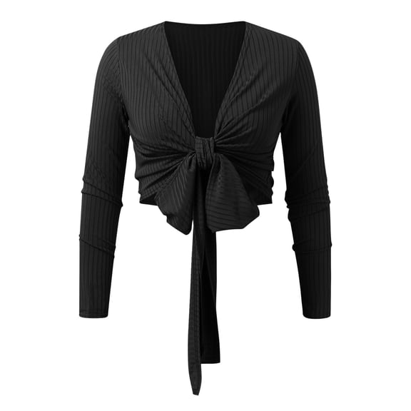 Workout Tops for Women Bottoming Shirt Long Sleeve Knit V Neck Blouses,Black,L