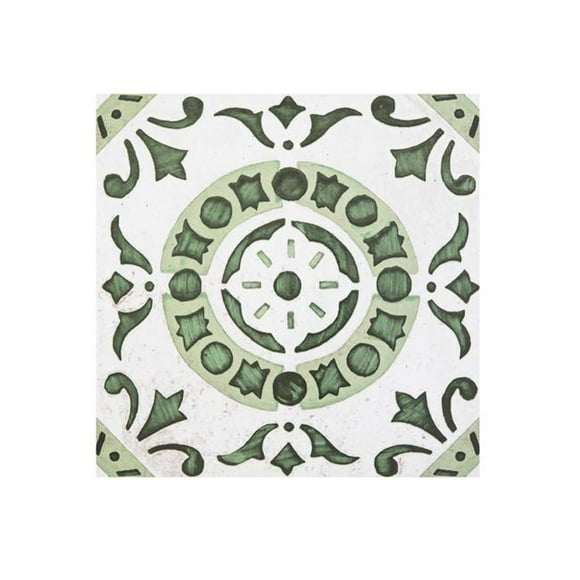 Retro Carreau de Sol en Vinyle Autocollant 12 x 12 Po - Médaillon Vert - 20 Carreaux & 20 Pi2