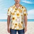 thumbnail image 4 of Fotbe Shiba Inu Dog And Sunflower Hawaiian Shirt For Men Unisex Summer Beach Casual Short Sleeve Cotton Linen Button Down Shirts-Large, 4 of 9