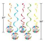Creative Converting Festive Dizzy Danglers - Black & Gold Birthday Party Decorations, 5 Count Pack