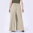 thumbnail image 4 of LLYwey Casual Dress Pants for Women Ladies Casual Outdoor Large Size Wide Leg Pants Solid High Waist Versatile Loose Long Pants with Pocket New Full Length Pants Regular Fitted Beige 4XL, 4 of 7