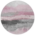thumbnail image 3 of HomeRoots 623799 8 ft. Pink & Charcoal Abstract Washable Transitional Indoor & Outdoor Round Area Rug, 3 of 9