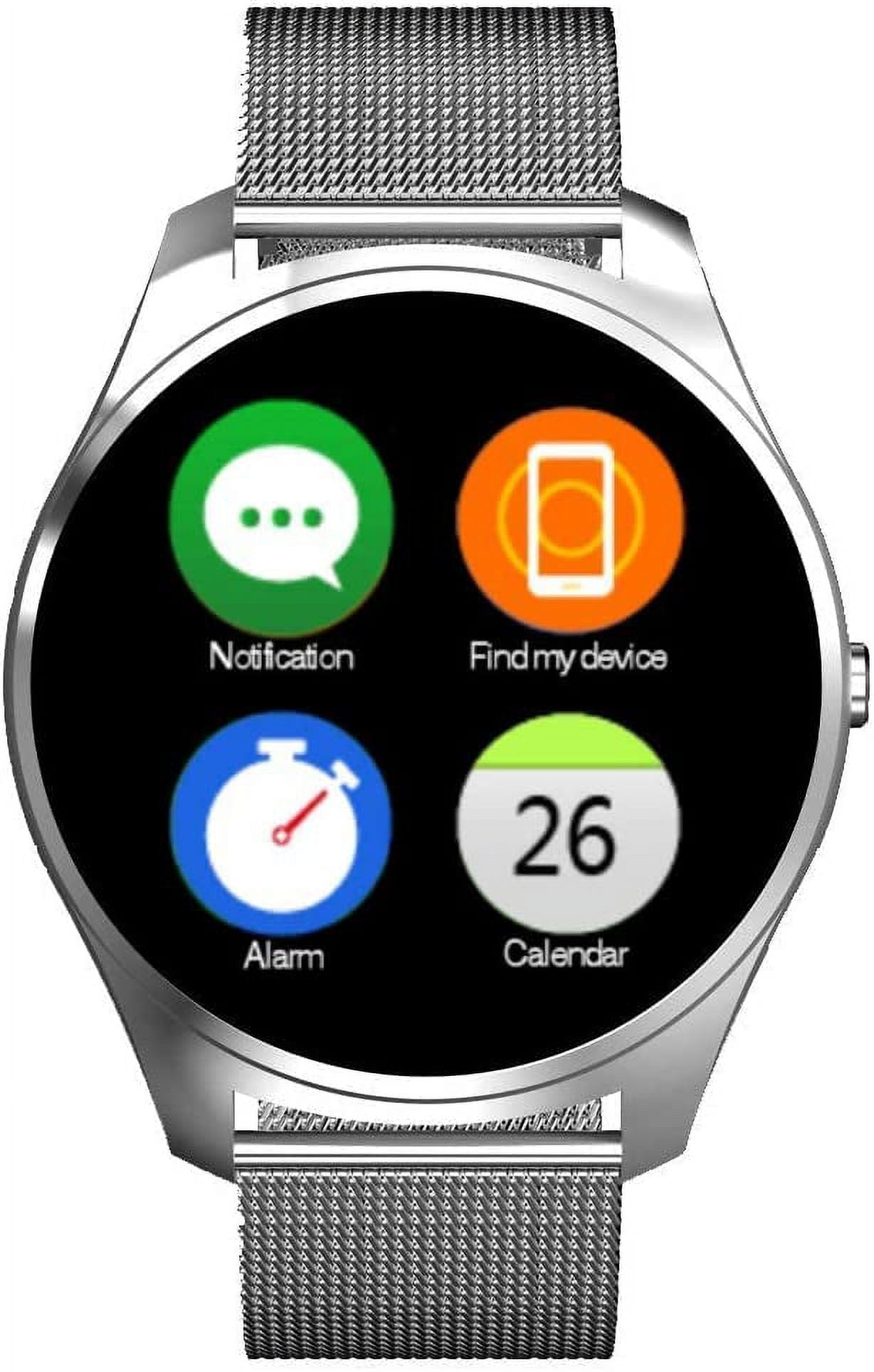 Bean Information Technology Fusion Smart Watch Compatible with Android Phones, Black with Stainless Strap