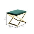 thumbnail image 5 of Sovi 24 Inch Accent Stool Ottoman Bench, Plush Green Velvet, Gold X Base, 5 of 5