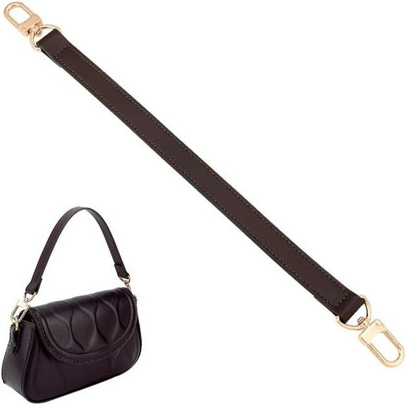 Short Purse Strap Replacement 15.1 Inch PU Leather Handbag Strap Tote Bucket Bag Top Handle with Gold Buckle