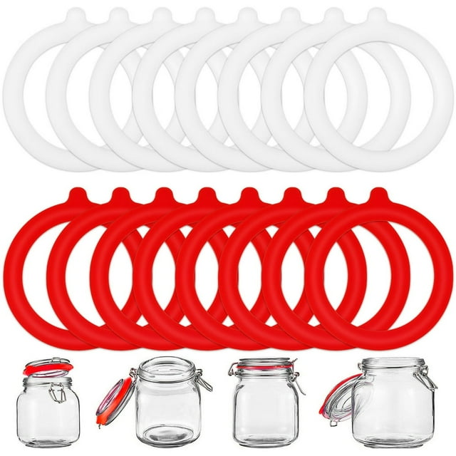 16pcs Jar Seals Silicone Seals for Mason Jar Lids Replacement Sealing Rings Leak-Proof Rubber Jar Sealing Rings for Glass Clip Mason Jar Can (3 Colors)