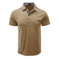 thumbnail image 2 of NIEWTR Men's Short Sleeve Polo Shirt Zipper Casual Slim Fit Golf Shirts(Khaki,XL), 2 of 7