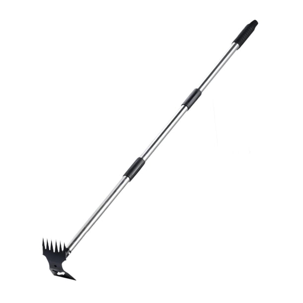 Rastrillo para Deshierbar con Mango de Acero Inoxidable Extendido Y Cabeza Doble Multifuncional Herramienta Manual Resistente para Eliminar Hierbas Y