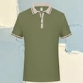 thumbnail image 2 of WAYUTE Men Polo Shirts Short Sleeve Button Down Patchwork Color Knit Classic Fit Top for Work Business Daily Wear Casual Outdoor, 2 of 3