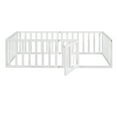 thumbnail image 5 of Kumix Twin Floor Bed with Fence and Door, Wood Floor Bed Frame for Teens, Noise-Free Low Floor Bed for Bedroom, Dorm, No Weight Capacity Limit, Easy Assembly, White, 5 of 7