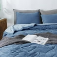thumbnail image 3 of Kasentex  Quilt Set Soft Microfiber with Sham(s) Light Weight All Season Machine Washable Blue King 3 Piece, 3 of 5