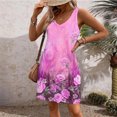thumbnail image 5 of Ovzne Robes d'Été pour Femmes Robe d'Été Mode avec Poches Imprimées Sans Manches Col en V Grande Taille Robe Imprimée Liquidation, 5 of 5