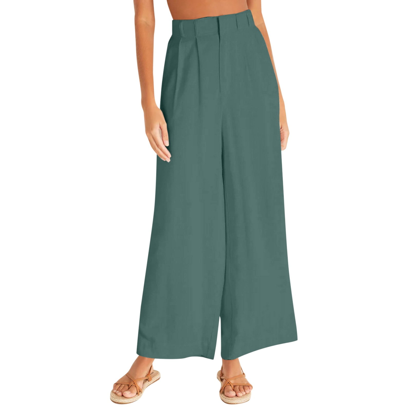 Womens Pants Boot Cut Dress Pants for Women Business Casual High Waist Wide Leg Pants for Women Casual Palazzo Pants Office Adult Female Clothes Green