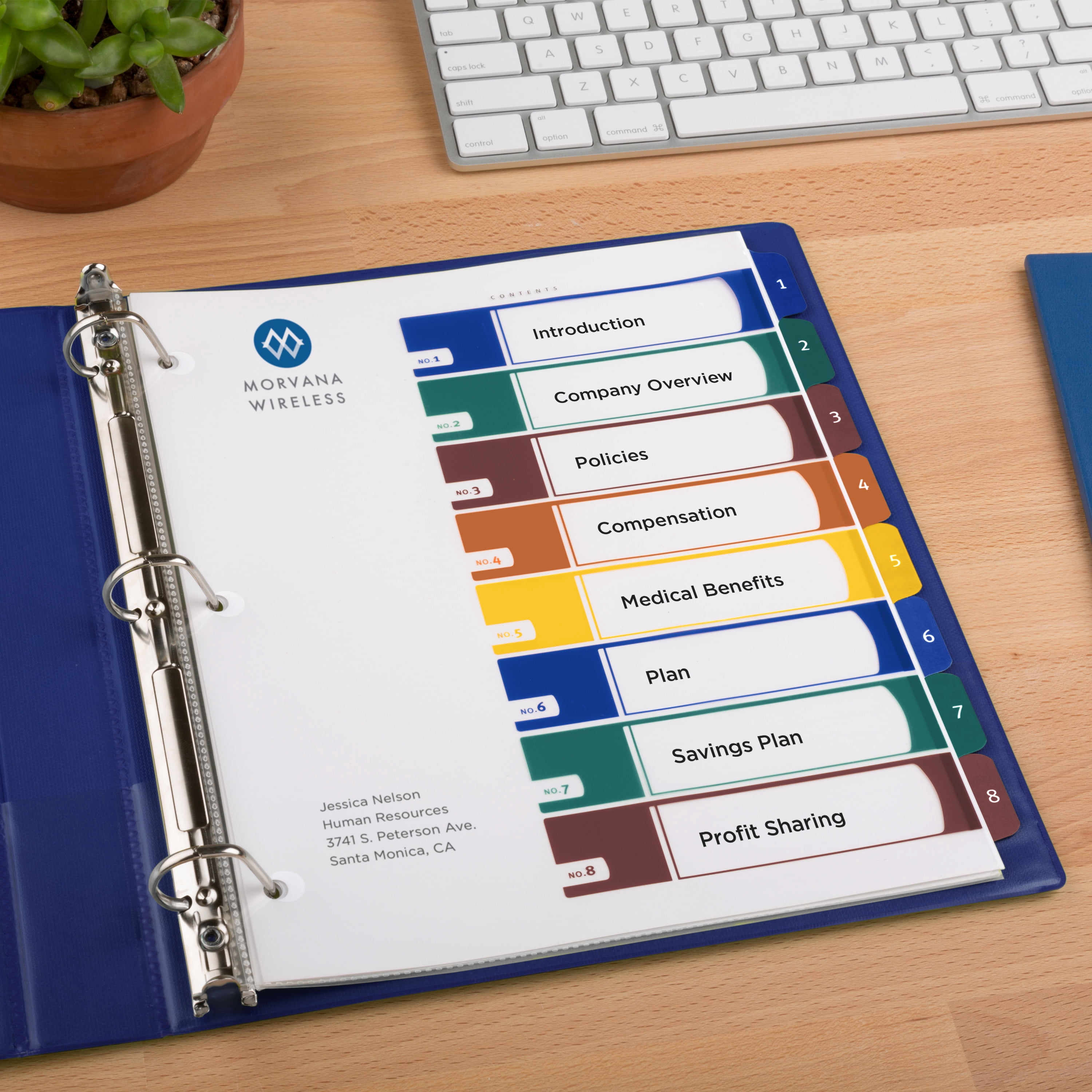 Avery Ready Index Easy Edit 8 Tab Binder Dividers, Customizable Table of Contents, Multicolor Tabs, 6 Sets (12172)