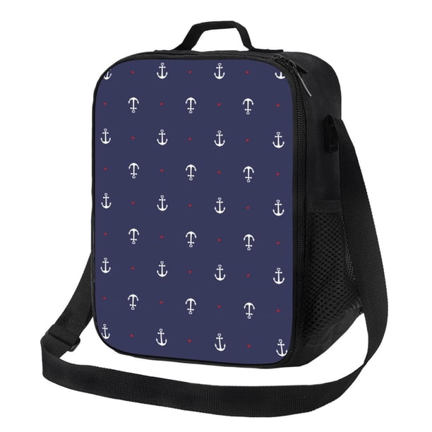 Disketp Anchor Heart Blue Bolsa Térmica Estampada para Almuerzo, Lonchera para Hombres y Mujeres Adultos