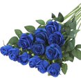 thumbnail image 1 of Paquete de 12 rosas rojas artificiales, flores de seda realistas, rosas de flores, ramo de novia, tallo largo para decoración del hogar, boda, fiesta, 1 of 1