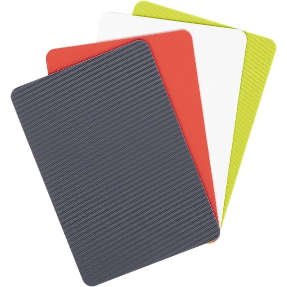 Dexas Heavy Duty Flexible Kitchen Cutting Board Grippmat, Gray, Red, White and Green, Set of 4, 5.5 x 8 Inches
