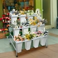 thumbnail image 2 of 3 Tier Metal Flower Display Stand with 12pcs Plastic Buckets for Fresh Flowers Heavy Duty Garden Cart Moving Flower Bucket Stand with Wheels, 2 of 8