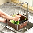 thumbnail image 5 of Double Layer Colander Two Tier Wash Basin, Plastic Kitchen Fruit Vegetable Rinsing Draining Container, Multifunctional Food Washing Basket for Daily Household Meal Prep, Brown, 5 of 7