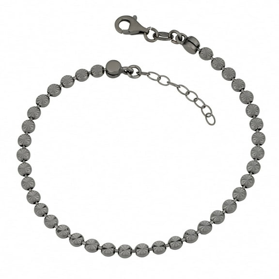 KoolJewelry Sterling Silver Diamond Cut Bead Adjustable Bracelet (8 inch)