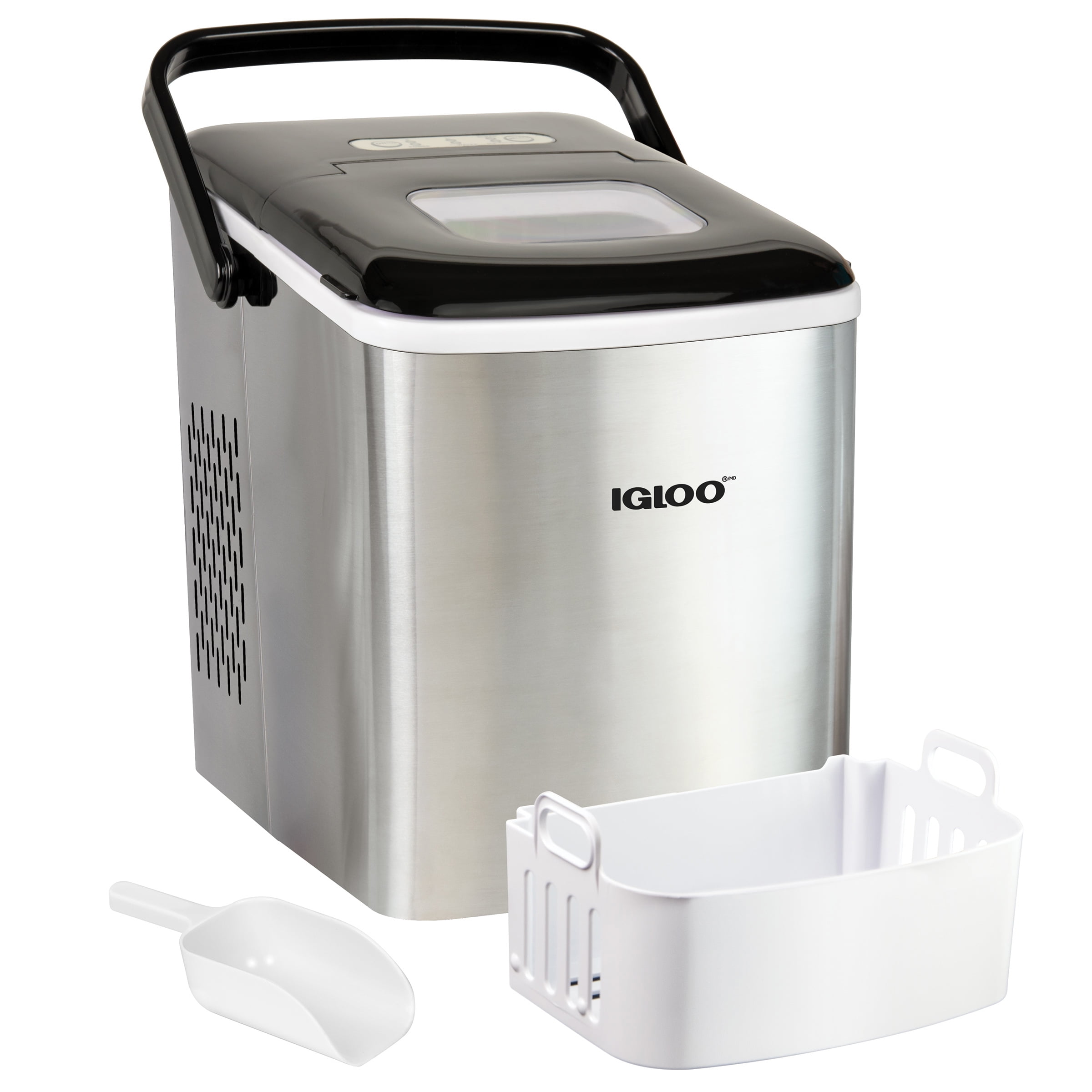 Igloo Countertop Ice Maker, Automatic Self-Cleaning Ice Maker Machine with Handle, Stainless Steel