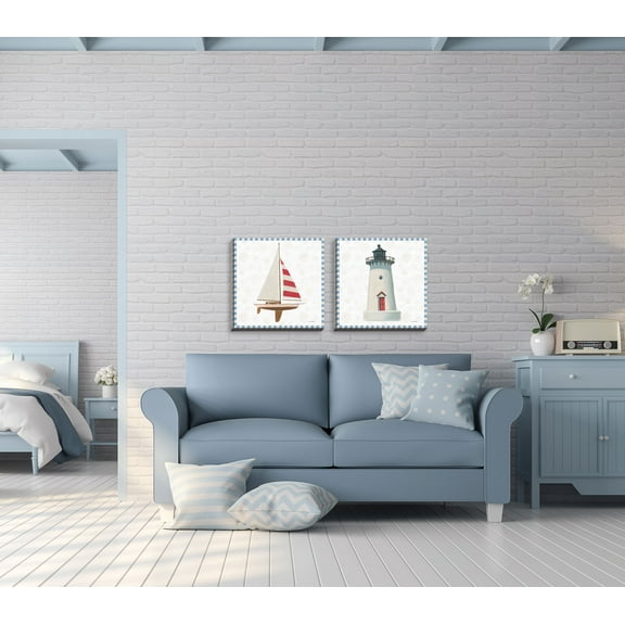 Gango Home Decor Coastal Beach Days IV & VI; Two 16x16in Hand-Stretched Canvases