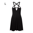 thumbnail image 4 of Sonducket Sexy Slip Dress Color sólido Spaghetti Strap Elegante con cuello en V Slim Sundress vacaciones Fiesta de cumpleaños Mujer Ropa de Vestidos L, 4 of 6