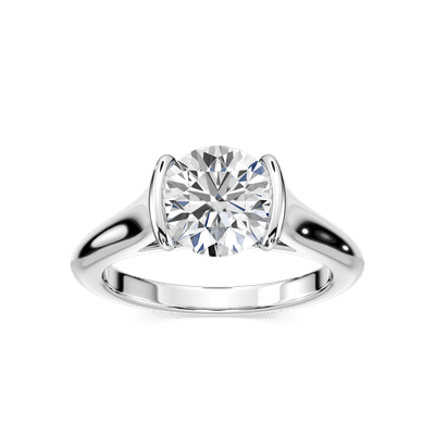 1ct-2.5ct Two Tone Engagement CVD Lab Grown Diamond Ring in 14K White Gold.