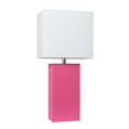 thumbnail image 1 of Elegant Designs Modern Leather Table Lamp with White Fabric Shade, 1 of 3