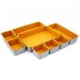 thumbnail image 2 of Welaxy desk drawer organizers tray dividers small shallow felt storage box sturdy soft bin for office suppliers entryway catchall key holder makeup crafts pens decluttering 8-piece gifts idea (Curry), 2 of 6