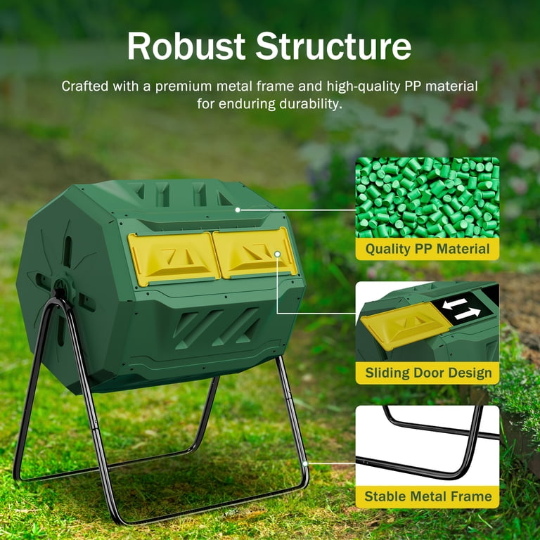ZENY 43-Gallon Rotating Compost Tumbler, Green photo 3