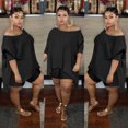 thumbnail image 3 of Ensemble 2 Pcs Grande Taille d'Été pour Femmes Hauts à Manches Courtes et Shorts S5TG, 3 of 9