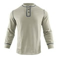 thumbnail image 3 of uikmnh Men T Shirts Men's Knit Solid Color Long Sleeve Casual Button Down Shirt Loose Fit Round Neck Comfortable Winter Wear Top for Daily Outings Cotton T Shirts Size:2XL, 3 of 5
