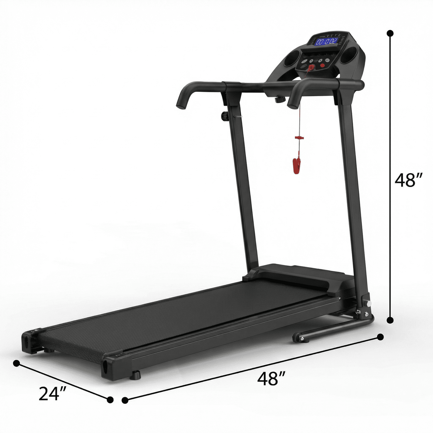 Foldable Treadmill with Smart Fitshow App, 3 HP Brushless Motor, 0.5-6 MPH Portable Running Machine with Handles, LED Display, Safety Key, Black