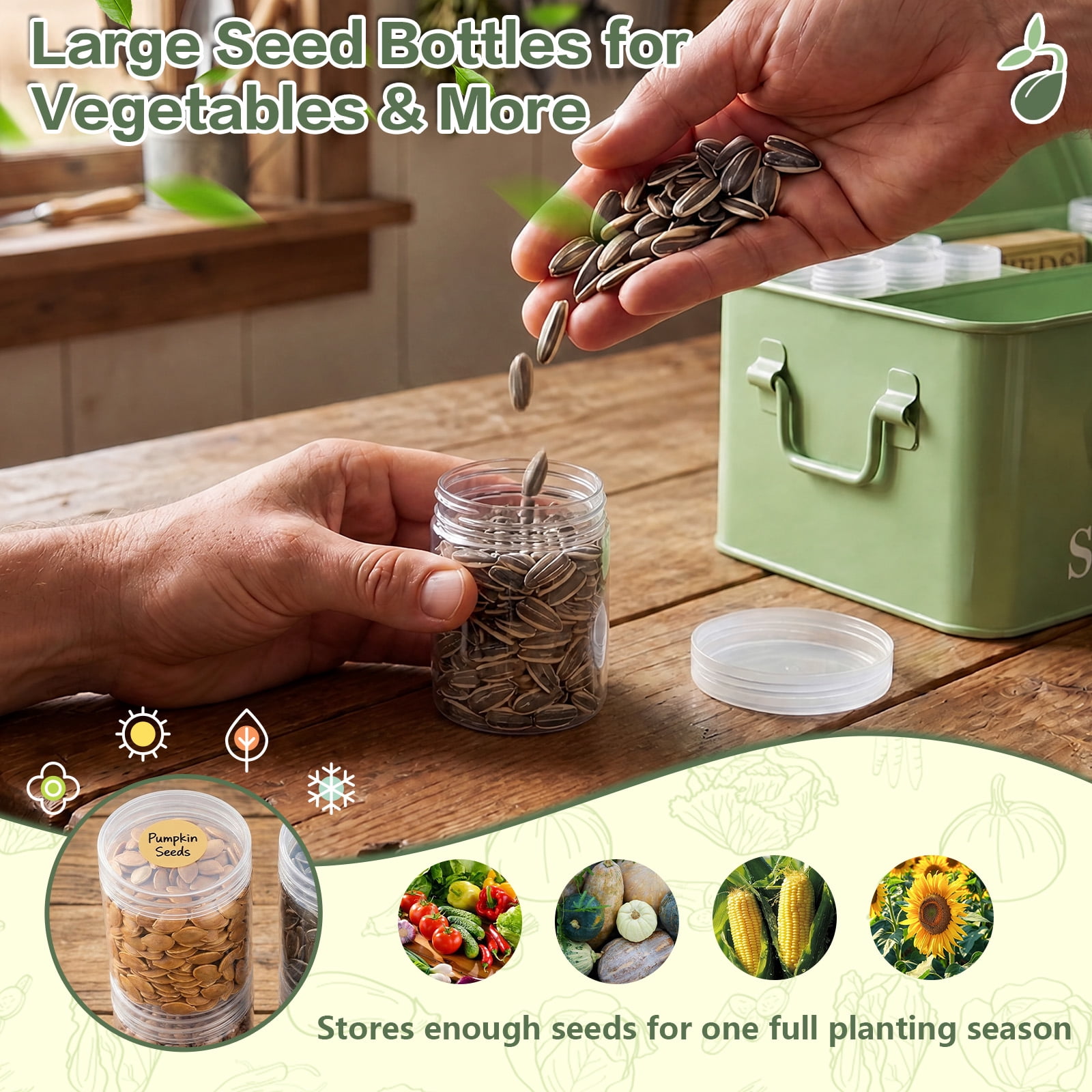 HAARAY Seed Storage Organizer with Dual Safety Locks and Carry Strap, 4 Compartments Portable Garden Case for Flower Plant Storage