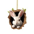 thumbnail image 1 of Colgante acrílico con conejito de Pascua en un agujero en un árbol. Una Pascua caprichosa para una celebración alegre., 1 of 5