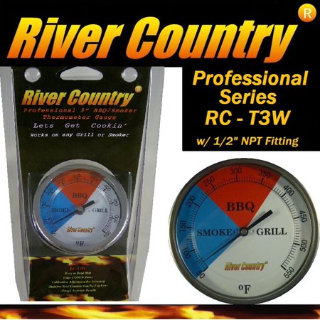 3" River Country (RC-T3W) Adjustable Professional BBQ, Grill, Smoker Thermometer (50 to 550F)