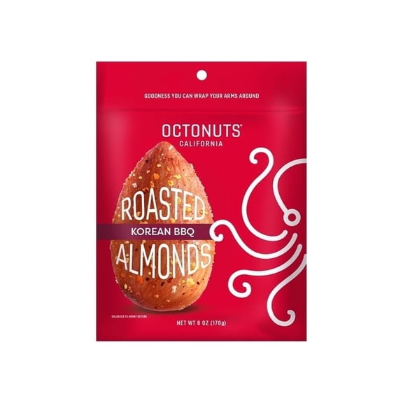 Octonuts Korean BBQ Roasted Almonds (6oz) Plant Based Protein Snack with Fiber – Keto Friendly, Gluten-Free, Vegan & Non-GMO Verified