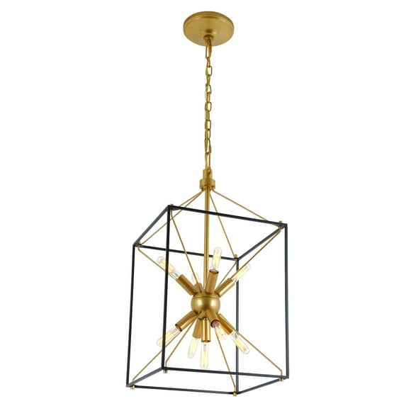 Artika Clyde Modern Mid-Century Chandelier, Black and Gold
