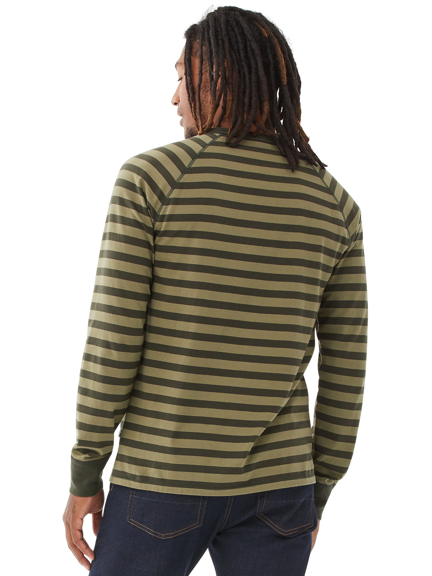 Free Assembly Men's Everyday Long-Sleeve Striped Henley Shirt