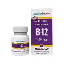 Superior Source No Shot Vitamin B-12 Cyanocobalamin 10000 mcg - Vitamin B-12 to Support Energy Production, Brain Health & Overall Wellness - Sublingual Tablets - 60 Dissolvable Tablets