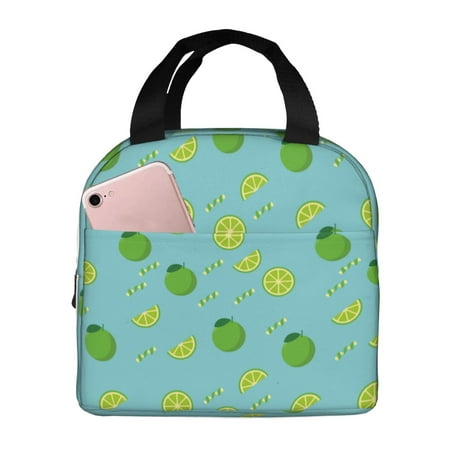Insulated Lunch Bag for Women Men - Cute Limes Dark Blue Leakproof Cooler Lunch Box for Women Men  Lunch Tote Bags for Work School Picnic Travel